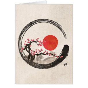 Zen Enso Circle and Sakura Tree Cards