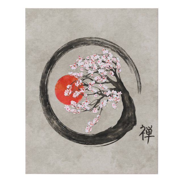 Zen Enso Circle and Sakura Tree on Canvas (Front)