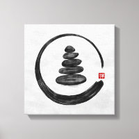Zen Enso Circle and Zen stones - Watercolor