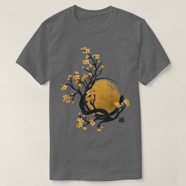 Zen Enso Circle, Sun and Sakura Blossom  T-Shirt (Design Front)