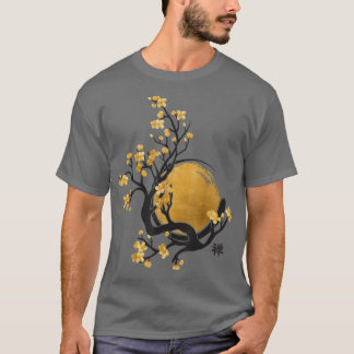 Zen Enso Circle, Sun and Sakura Blossom  T-Shirt