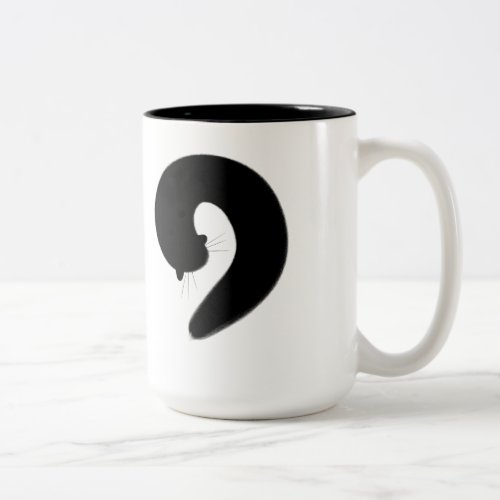 Zen Enso Sleeping Black Cat Two_Tone Coffee Mug