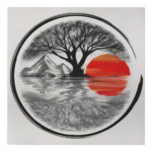 Zen Enso Sunset Faux Canvas Print