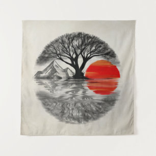 Zen Enso Sunset Tapestry