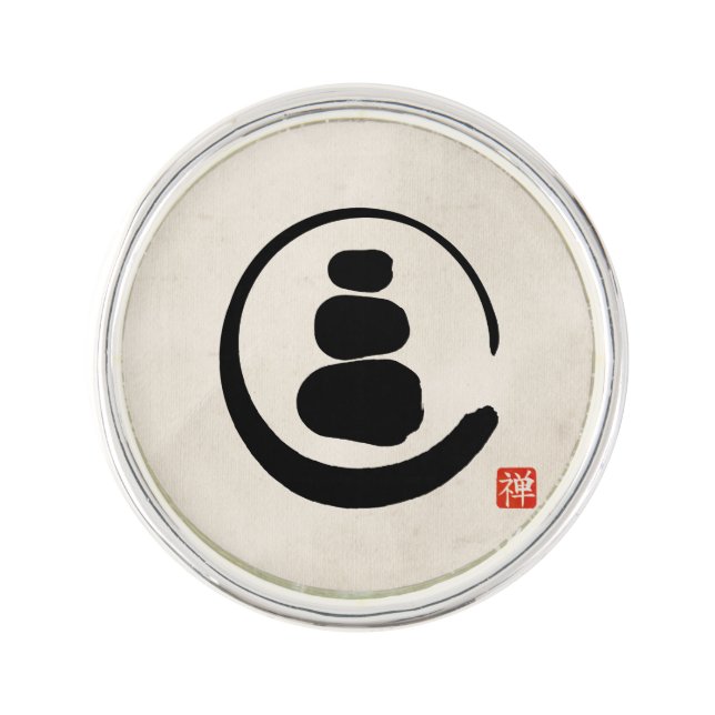 Zen Enzo Circle and Zen stones Lapel Pin (Front)