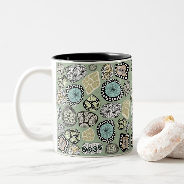 Zen Floral Abstract Design Mug (With Donut)