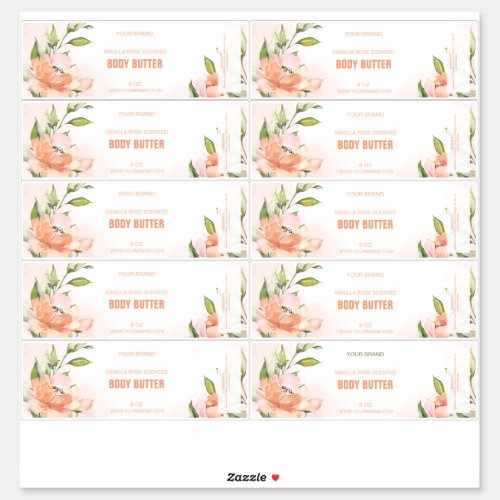 Zen Floral Pink And White Product Labels 7 x 26