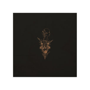Zen Floral Silhouette Matte Black Wood Wall Art