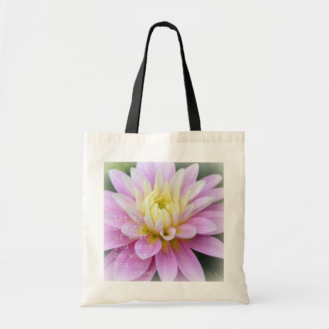 Zen Flower- Dahlia Bag Rumi Quote (Front)