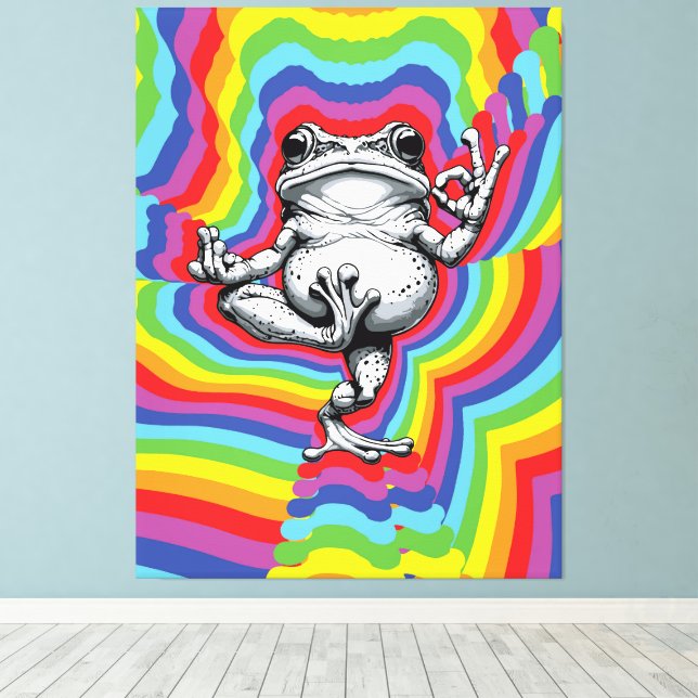 Zen Frog Masterpiece Canvas Print (Insitu(Wood Floor))