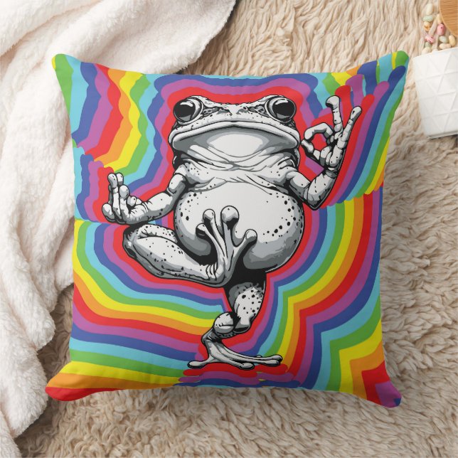 Zen Frog Masterpiece Throw Pillow (Blanket)