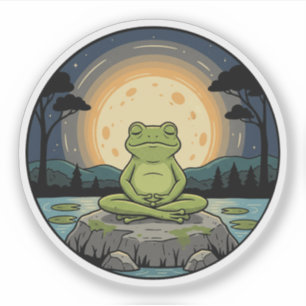 Zen Frog Meditation - Full Moon Yoga Pose Sticker