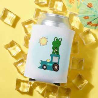 Zen Frog on a Train  Can Cooler