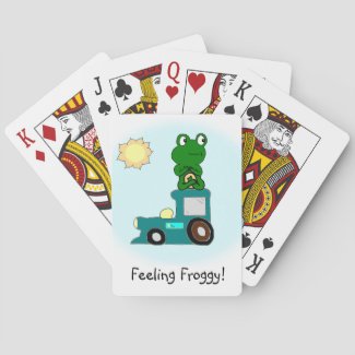Zen Frog on a Train Playing Cards