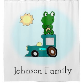 Zen Frog on a Train Shower Curtain