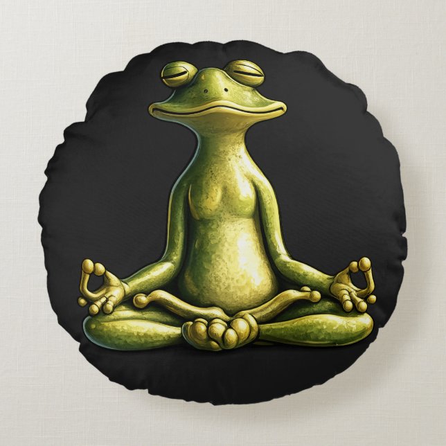 Zen Frog Round Pillow (Front)