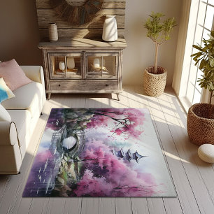 Zen Garden: Japanese Watercolor Area Rug