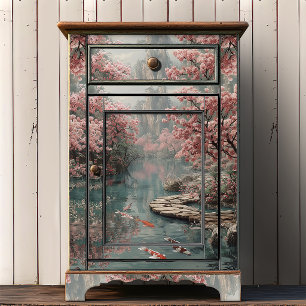 Zen Garden Koi Pond & Sakura Mountain Decoupage Tissue Paper