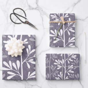 Zen Garden Stems Deep Minimal Botanical Silhouette Wrapping Paper Sheets
