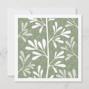 Zen Garden Stems Forest Mist Modern Botanical Art Note Card