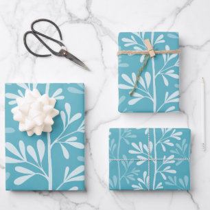 Zen Garden Stems Minimal Botanical Ocean Wrapping Paper Sheets