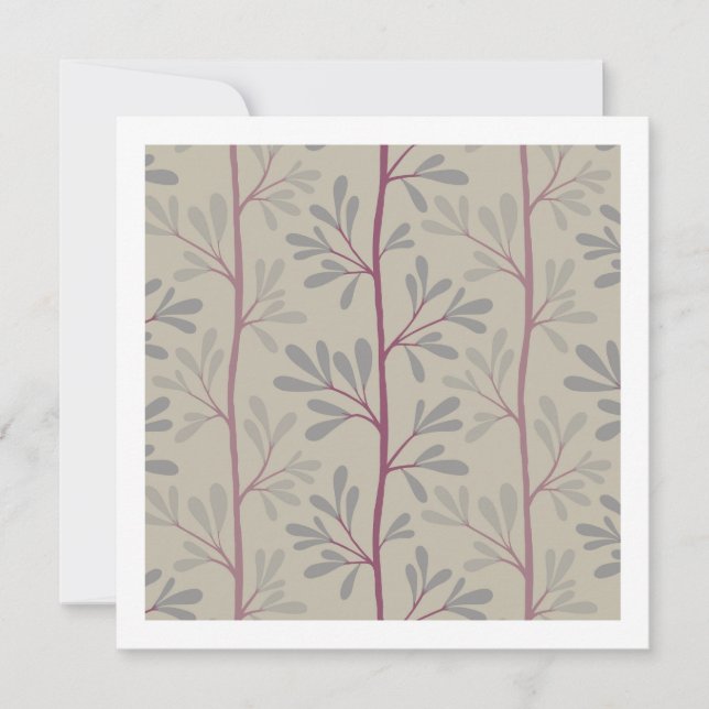 Zen Garden Stems Soft Neutral Minimalist Botanical Note Card (Front)