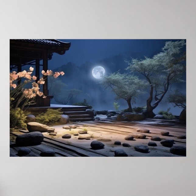 Zen Garden Tranquil Peaceful Nature  Poster (Front)