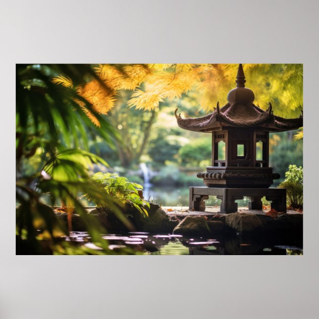 Zen Garden Tranquil Peaceful Nature  Poster (Front)