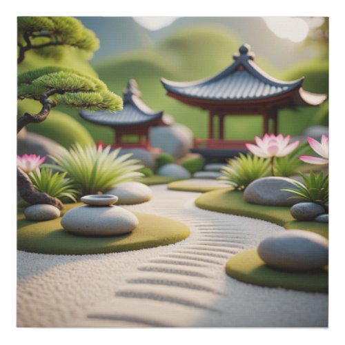 Zen Garden Tranquility Faux Canvas Print