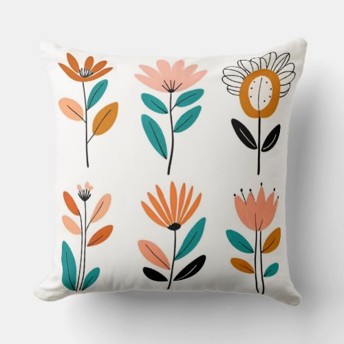 Zen Garden Whispers Boho Floral Cushions Throw Pillow