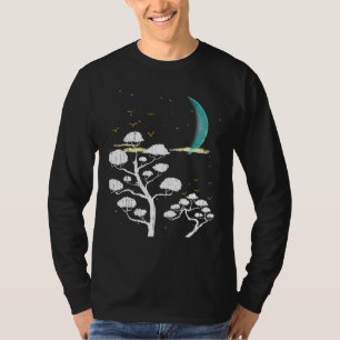 Zen Gardening Moon Stars Japanese Culture Bonsai T T-Shirt