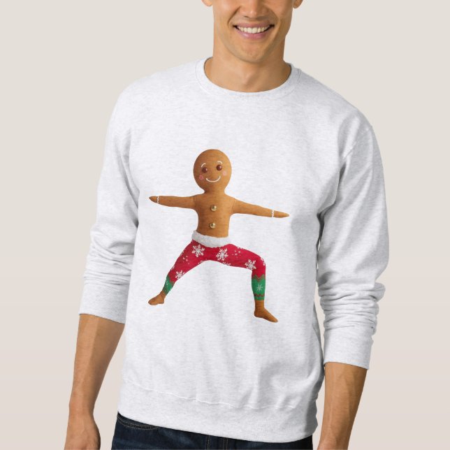 Zen Gingerbread – Yoga Warrior Cookie Christmas Te Sweatshirt (Front)