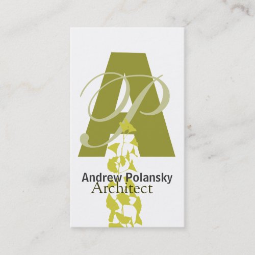 Bold Eye-Catching Initials with Nature Branch Business Card Templates