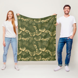 Zen Ginkgo Leaf Pattern Fleece Blanket
