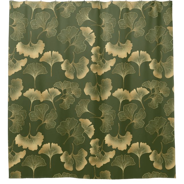 Zen Ginkgo Leaf Pattern Shower Curtain (Front)
