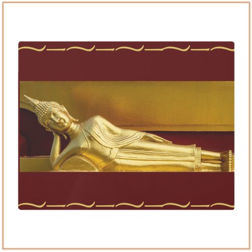 Zen Gold and Dark Red Reclining Buddha Metal Print