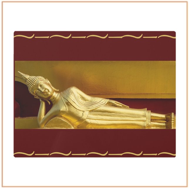 Zen Gold and Dark Red Reclining Buddha Metal Print (Creator Uploaded)