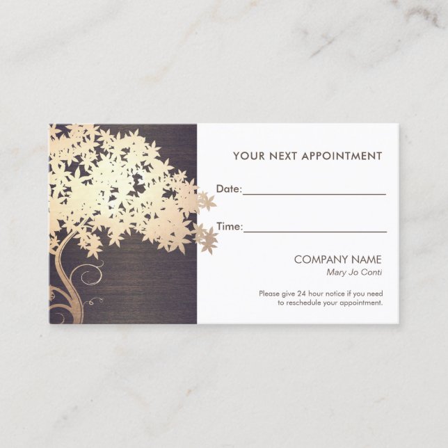 Zen Gold Branch Salon and Spa Appointment Card (Front)