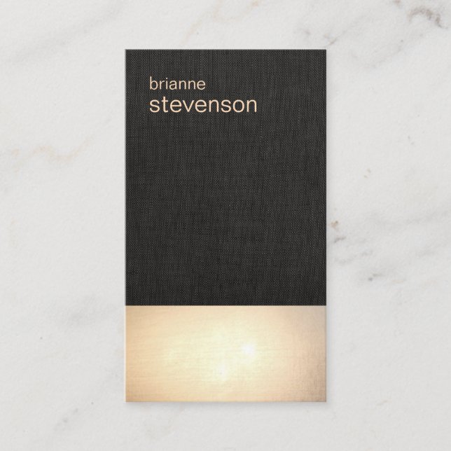 Zen Gold Glow Minimalist Faux Linen Business Card (Front)