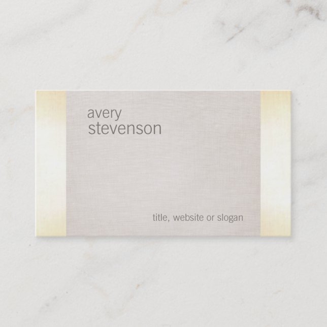 Zen Gold Glow Minimalist Linen Texture Look Business Card (Front)