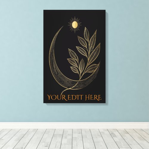 Zen Golden Branch Spirit Sun and Crescent Moon Canvas Print