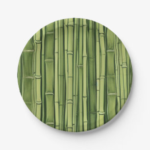 zen green bamboo pattern background nature asia ja paper plates