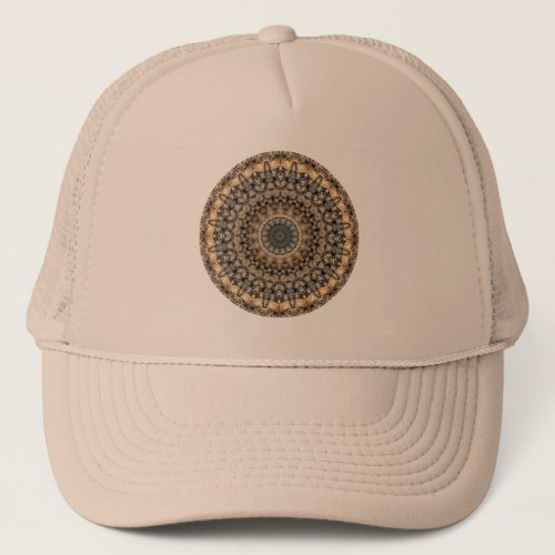 Zen Grey and Beige Pebbles Mandala Kaleidoscope Trucker Hat