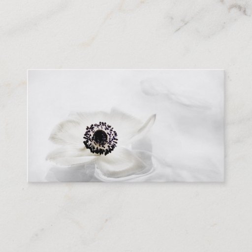 Customizable Zen High Key White Anemone on Water Background Business Card