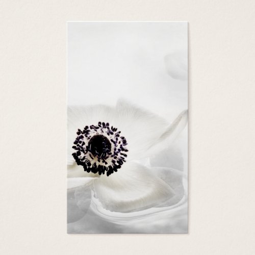 Zen High Key White Anemone on Water Background Cus Business Cards