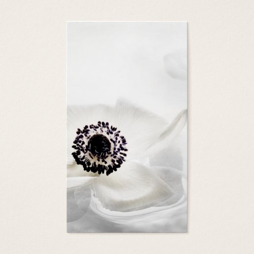 Customizable Zen High Key White Anemone on Water Background Cus Business Cards