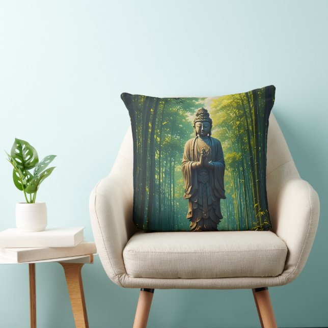 Zen in the Bamboo Grove Throw Pillow (Chair)
