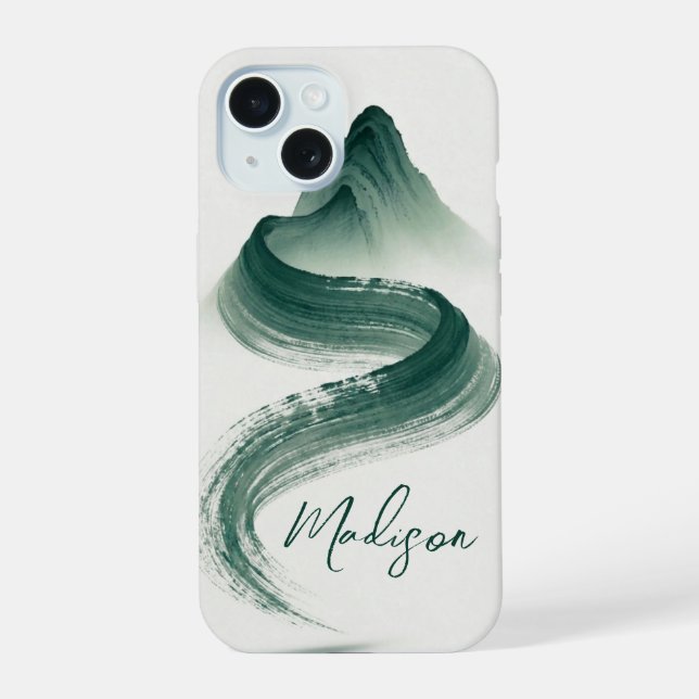 Zen Ink Wash Mountain iPhone Case (Back)