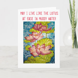 Zen Inspiration Lotus Watercolor Art Greeting Card
