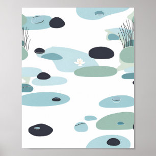 Zen Inspired Pond Scene Art Poster